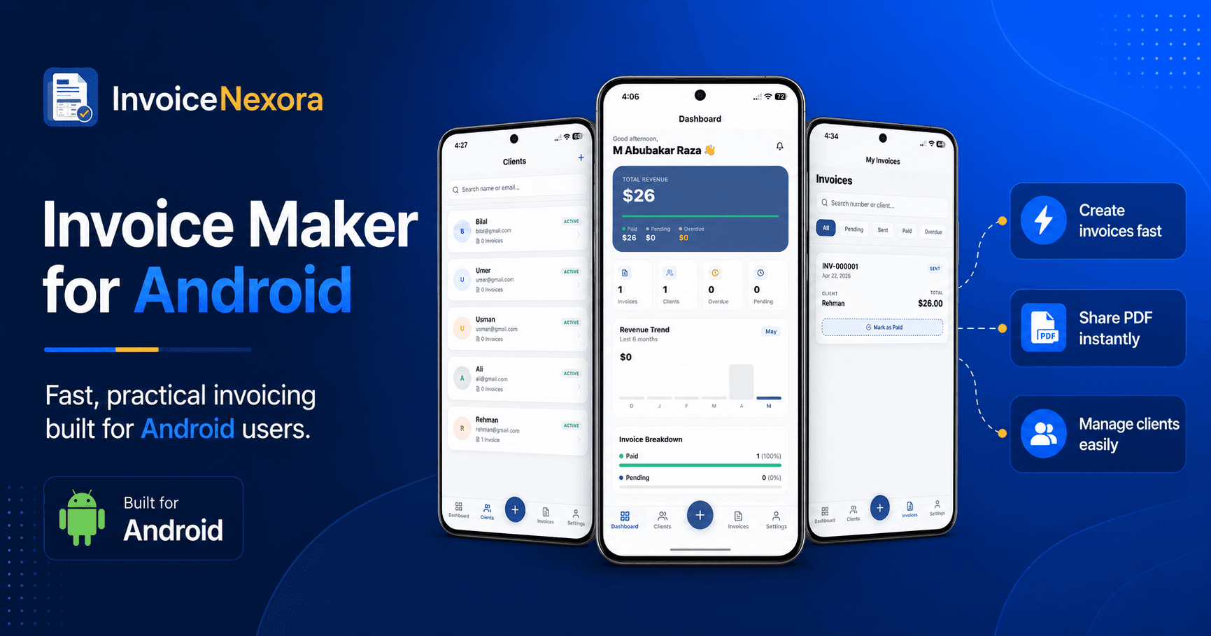 Branded cover illustration for Best Invoice Maker for Android (Free, No Card) — 2026